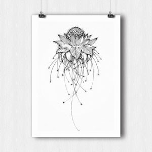 une fleur dessiné à la plume