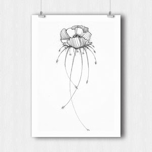 une fleur dessiné à la plume