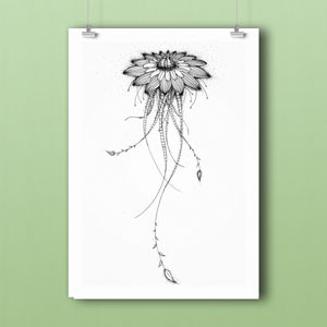 une fleur dessiné à la plume